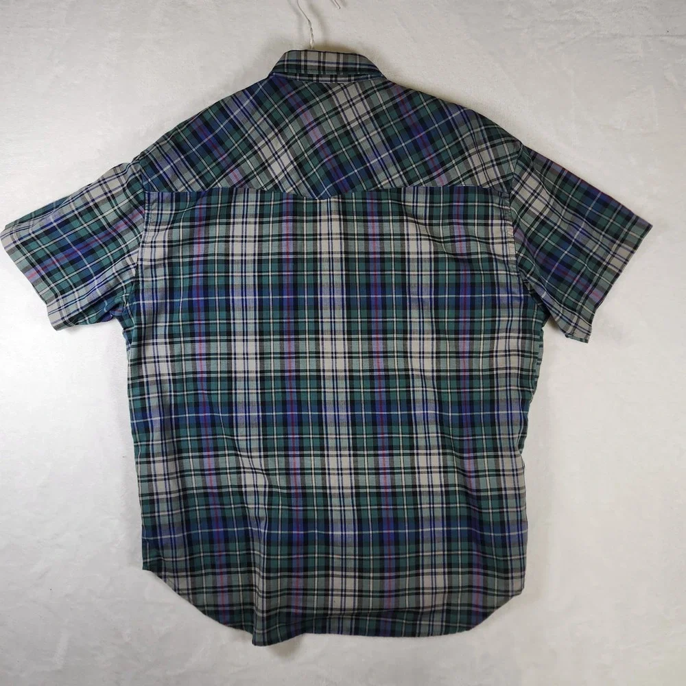 McGregor Mens Pearl‎ Snap Western Shirt L Plaid Short Sleeve Cowboy